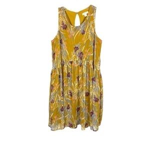 Xhilaration Mustard Yellow Floral Sun Dress